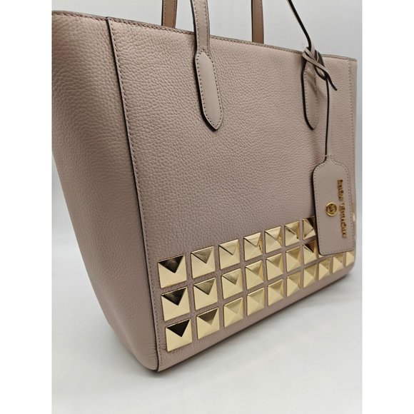 MICHAEL KORS Sinclair East West large studs leather medium tote bag - PINK - Picture 6 of 14